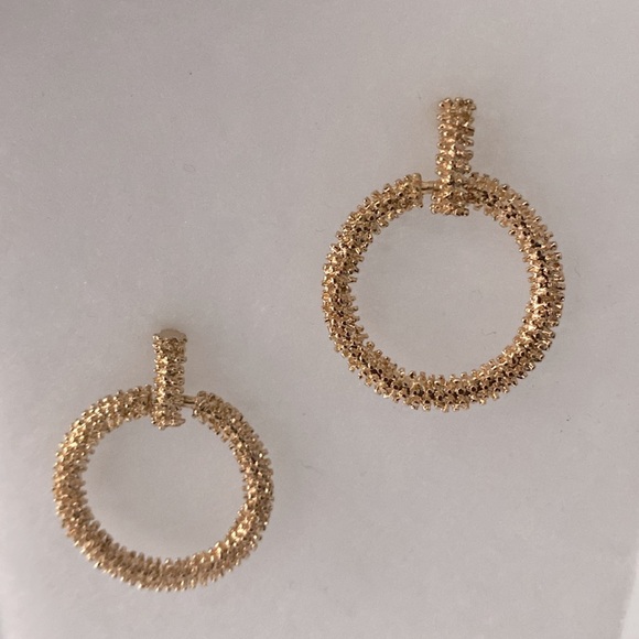 2/$20 Elegant Textured Gold Hoop Earrings - Picture 4 of 4